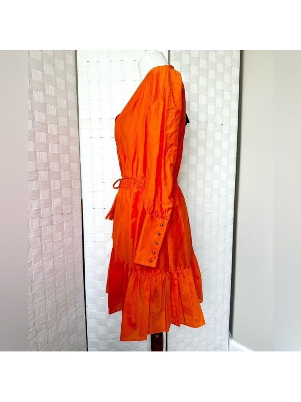 Robert Rodriguez Orange Silk Ling Sleeve Dress With Belt Size 2 NWT - Picture 4 of 13